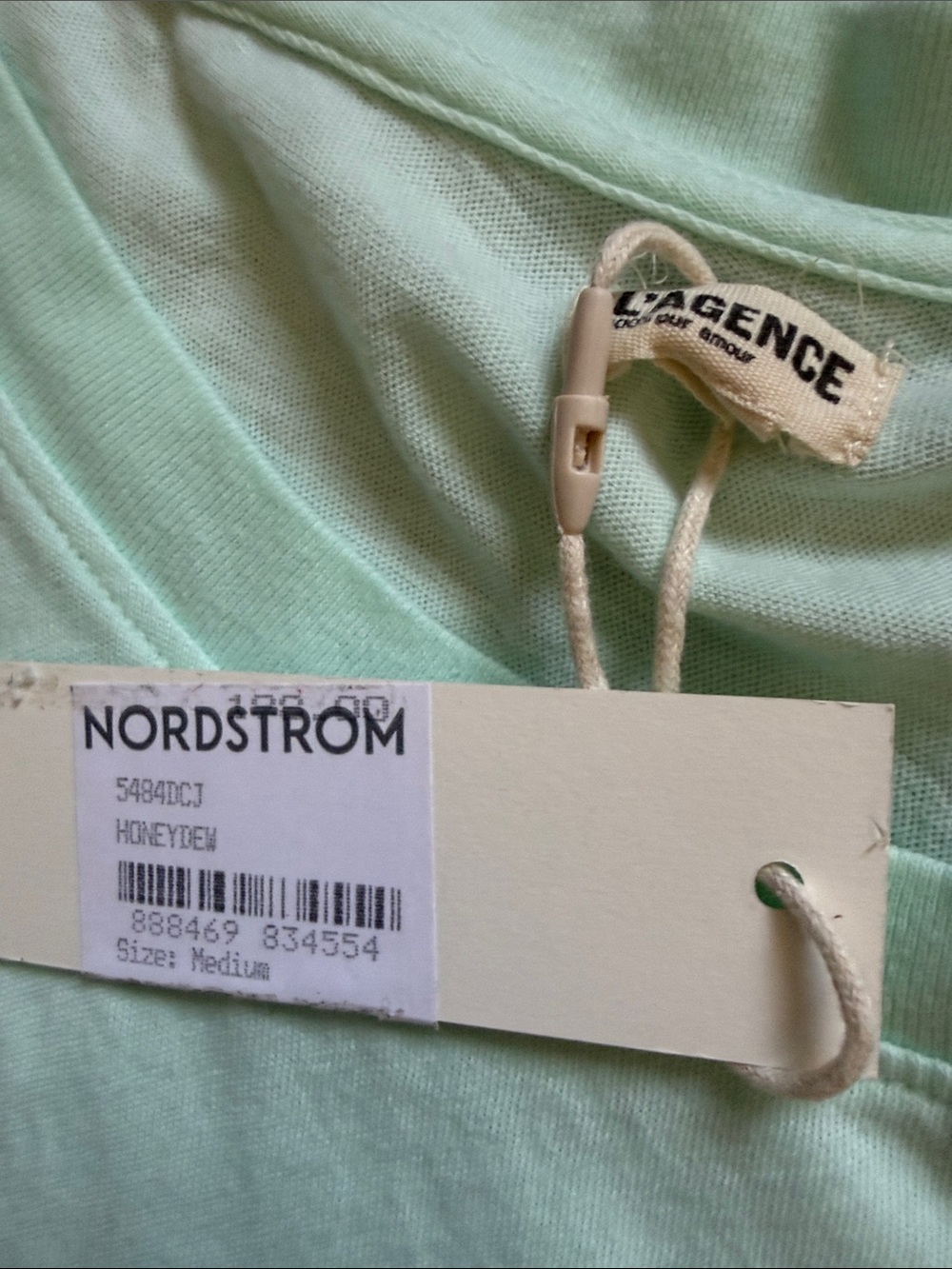 L'AGENCE Honeydew Mint Green Short Sleeve Crew Cory Tee - Picture 5 of 10